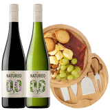 The Natureo White and Red Non Alcoholic Wines & Cheese Board Set