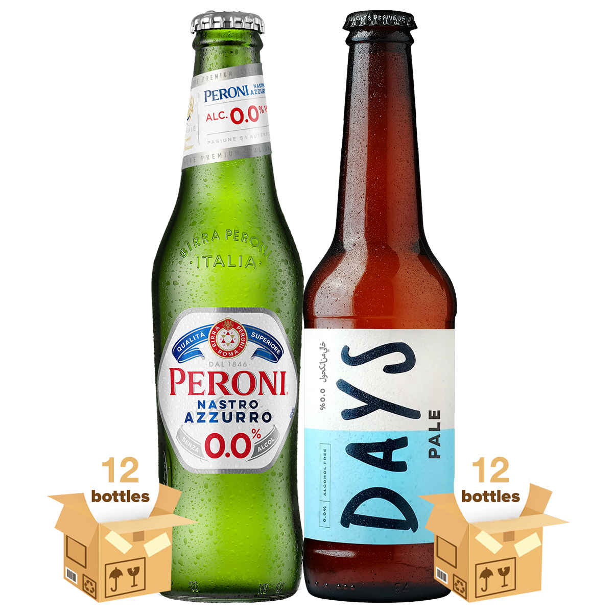 Peroni Nastro Azzurro 0.0% & Days Pale 0.0% Brews Pack, 24x33cl
