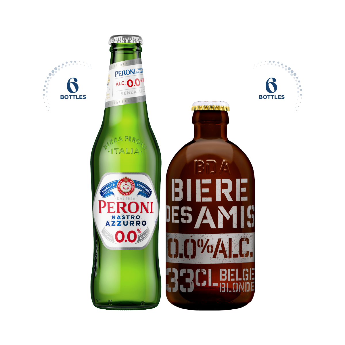 Peroni Nastro Azzurro 0.0% & Bière Des Amis 0.0%, 12x330ml