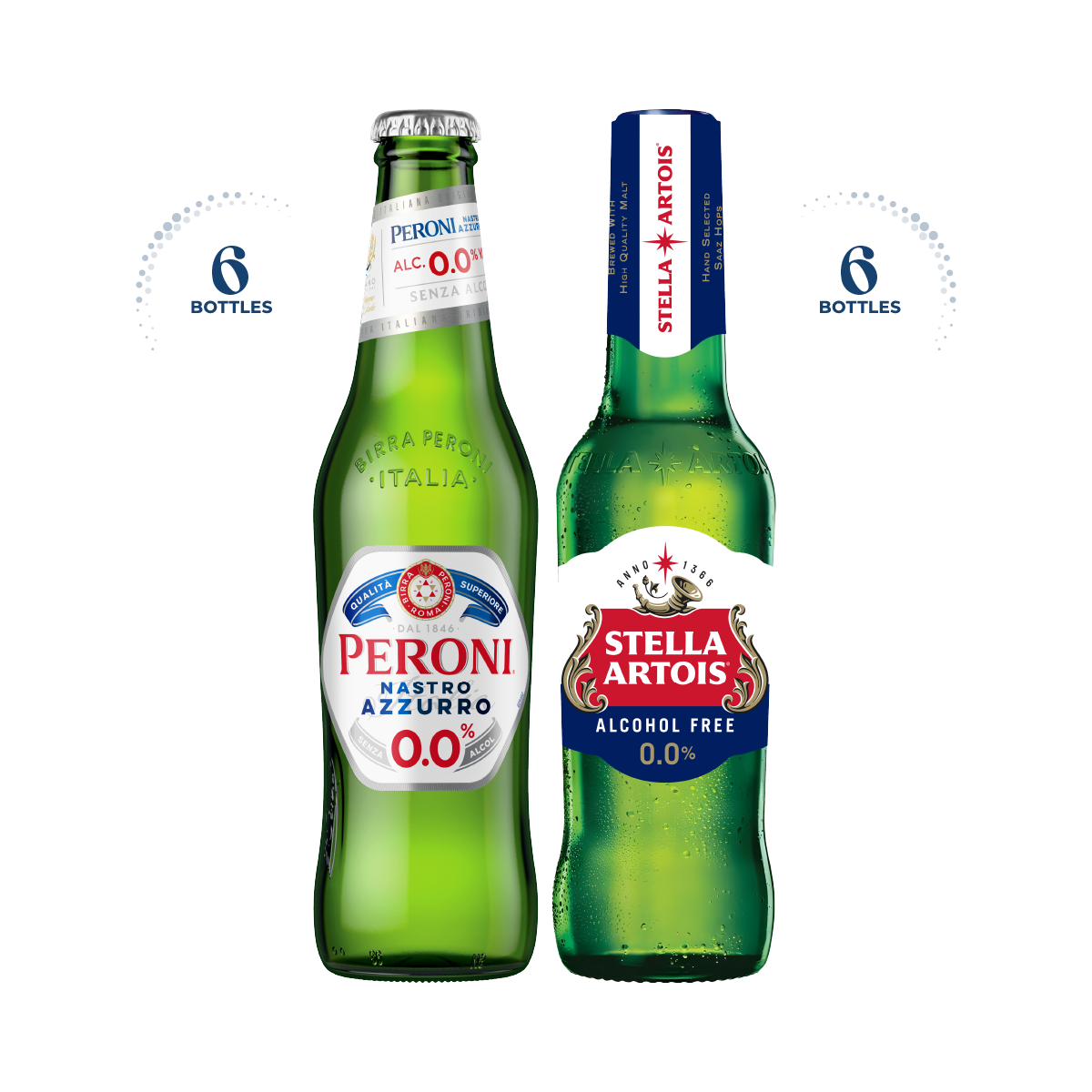 Peroni Nastro Azzurro 0.0% & Stella Artois 0.0%, 12x330ml