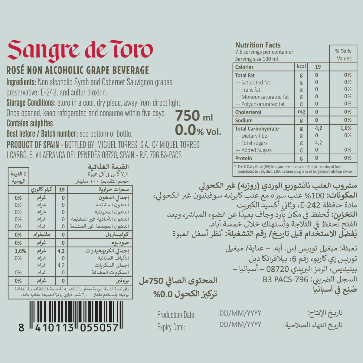 Sangre de Toro Rosé 0.0%, Case 6x75cl