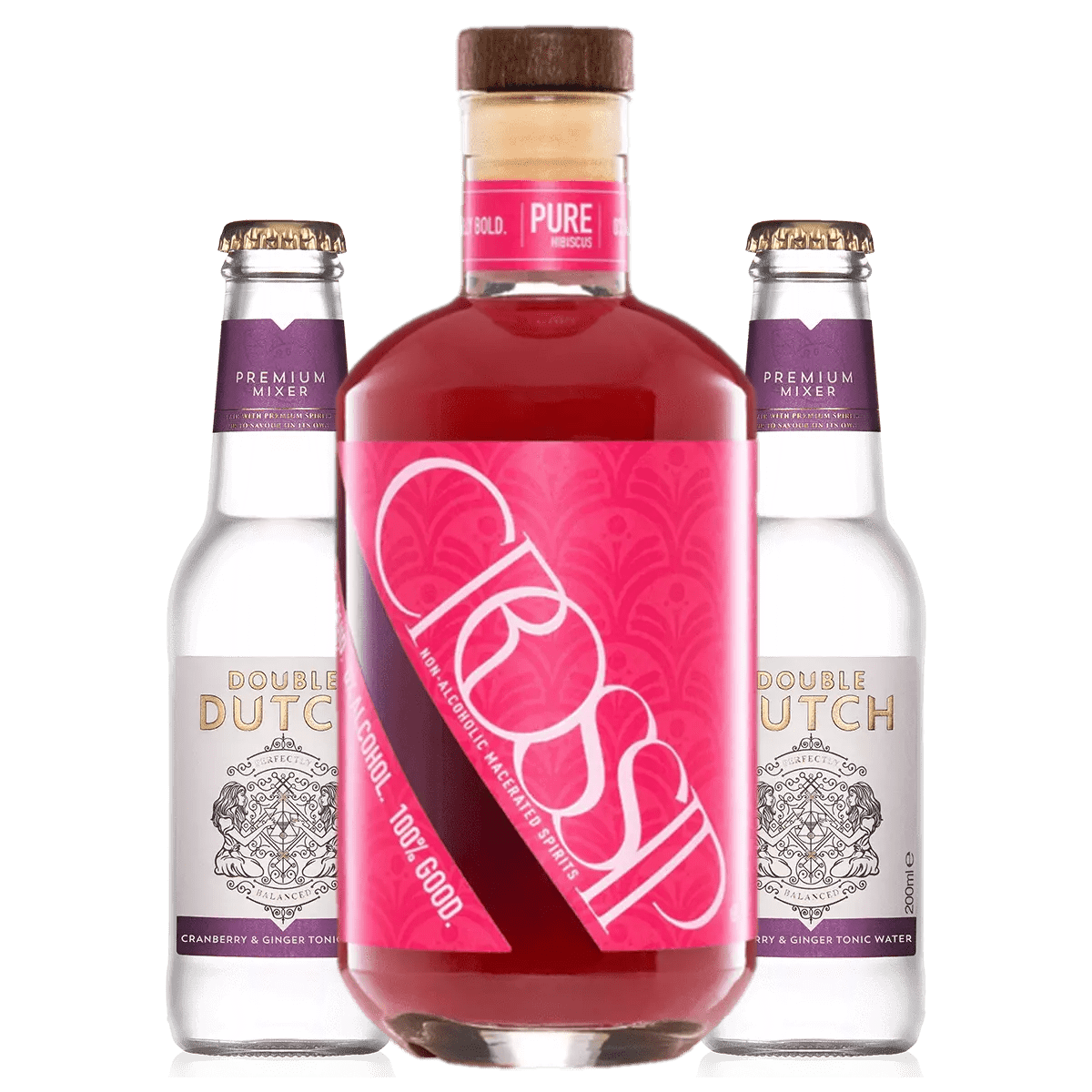 Crossip Non Alcoholic Pure Hibiscus & Double Dutch Cranberry & Ginger Tonic, 50cl/2x20cl