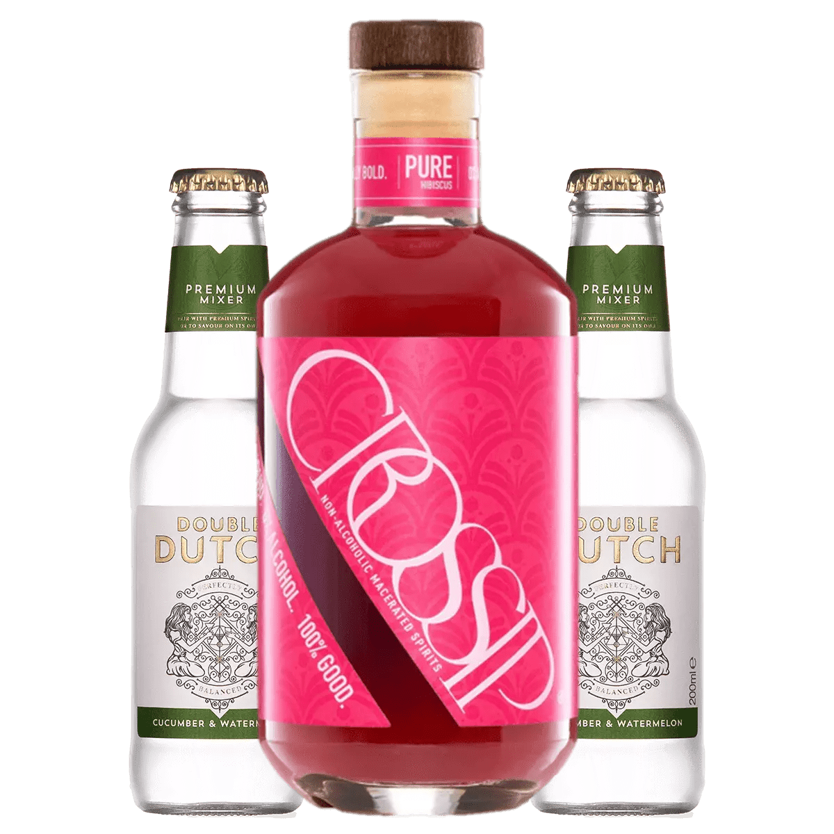 Crossip Non Alcoholic Pure Hibiscus & Double Dutch Cucumber & Watermelon Tonic, 50cl/2x20cl
