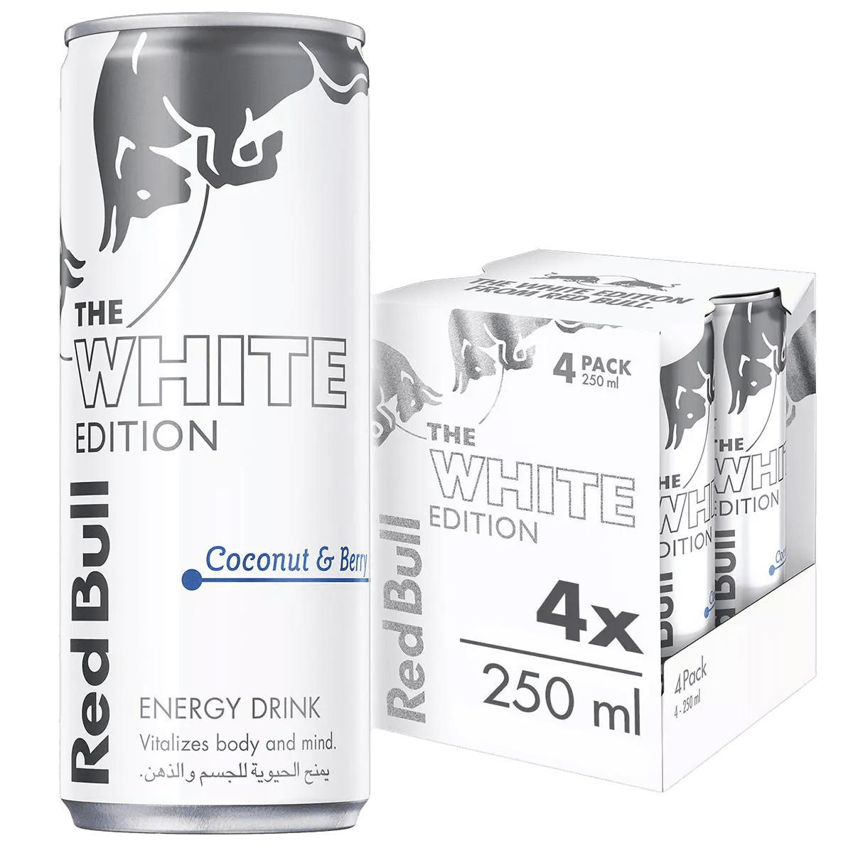 Red Bull Energy Drink, White Edition, Coconut and Berry, 250ml 4pack