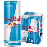 Red Bull Energy Drink, Sugar free, 250ml (4 pack)