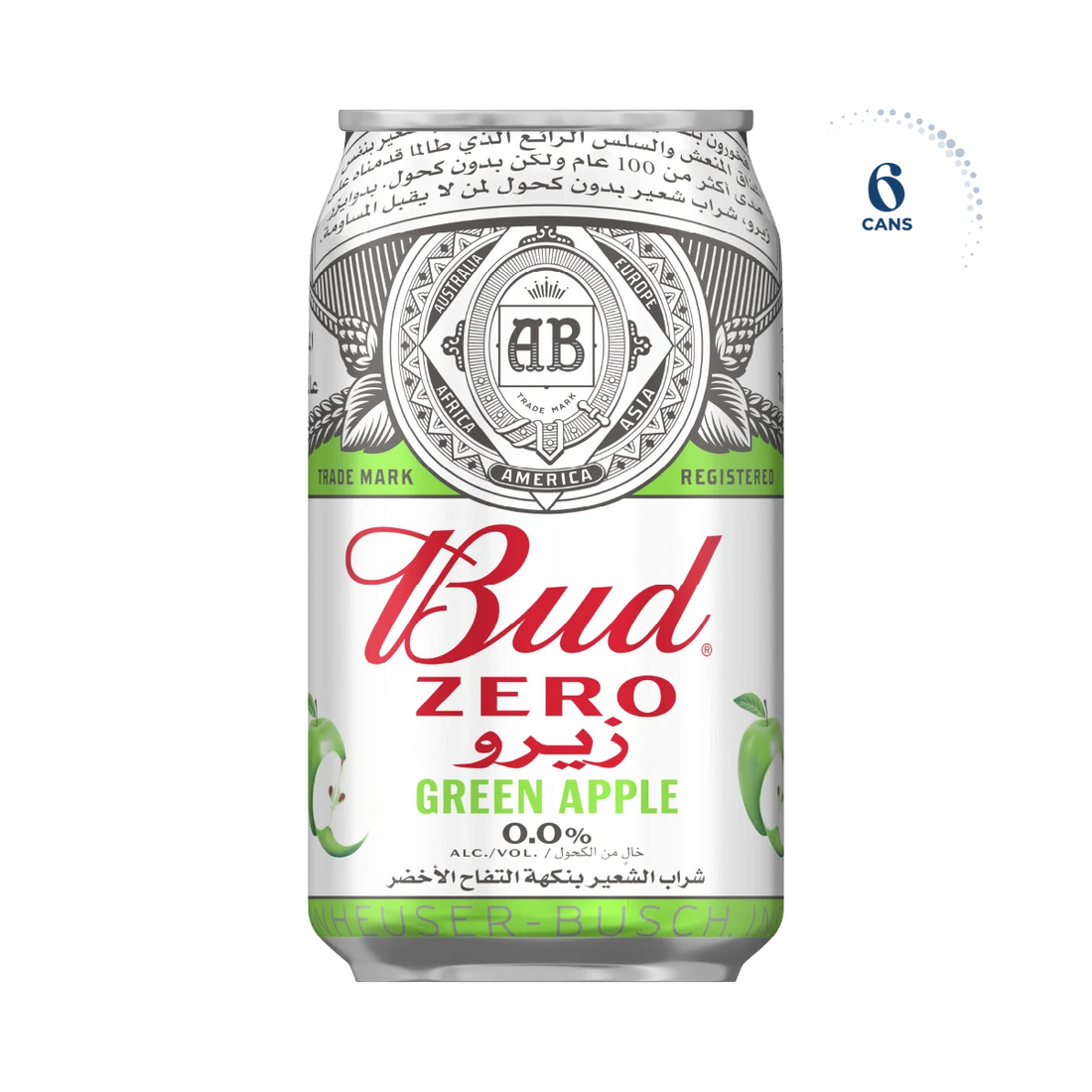Bud Zero Green Apple Can, 6x330ml