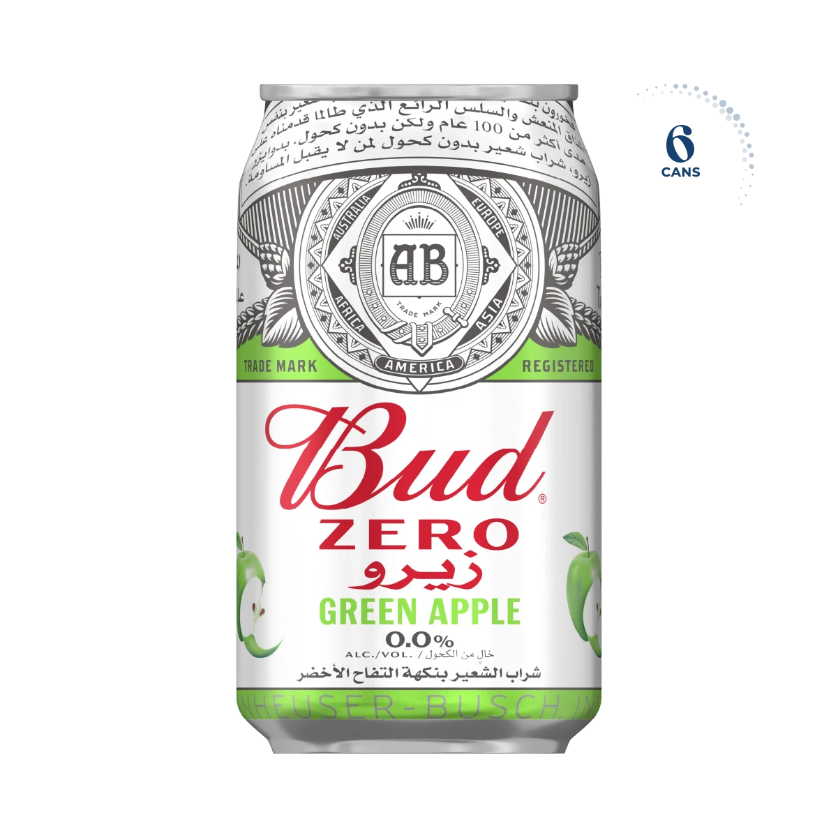Bud Zero Green Apple Can, 6x330ml