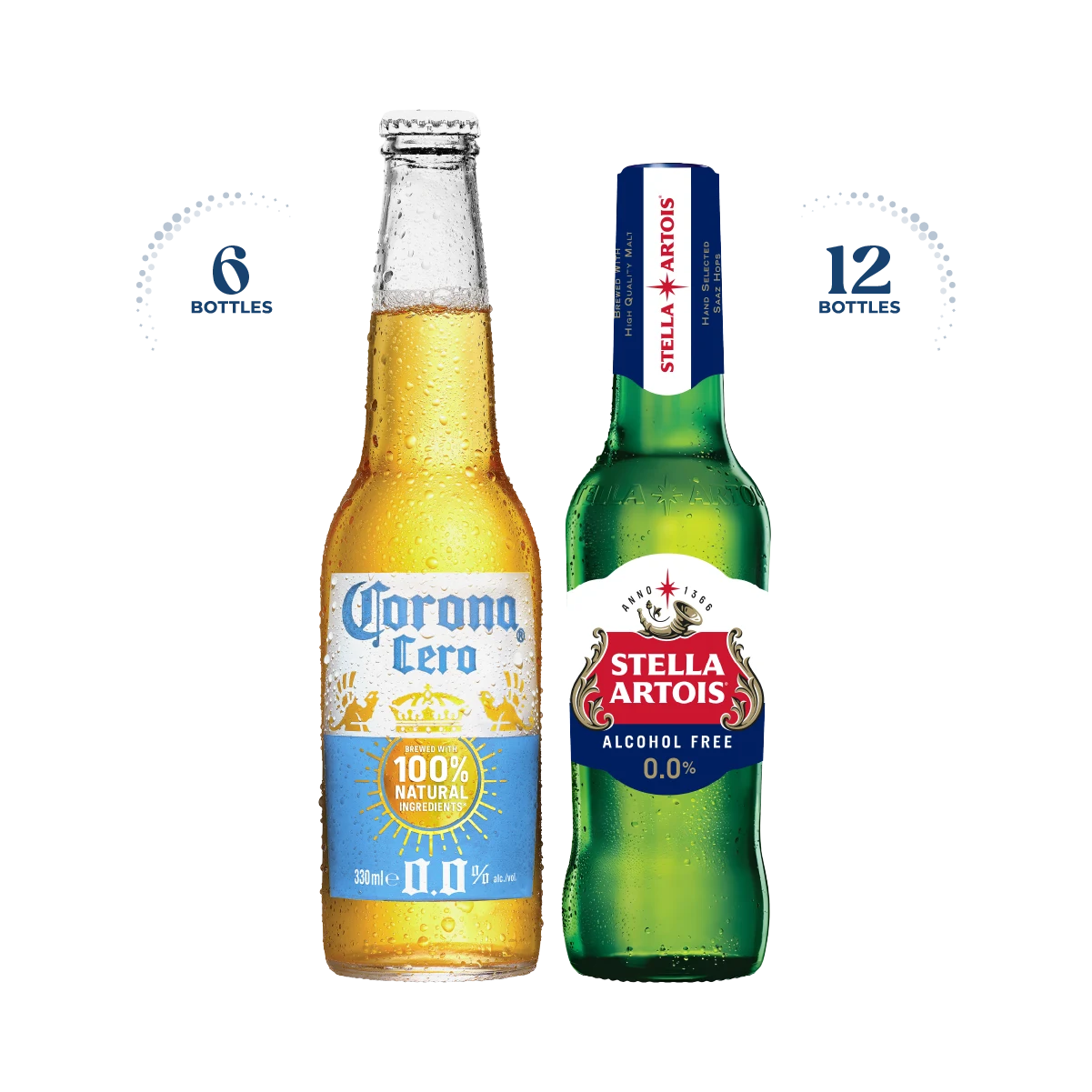 Corona Cero &amp; Stella Artois 0.0%, 18x330ml