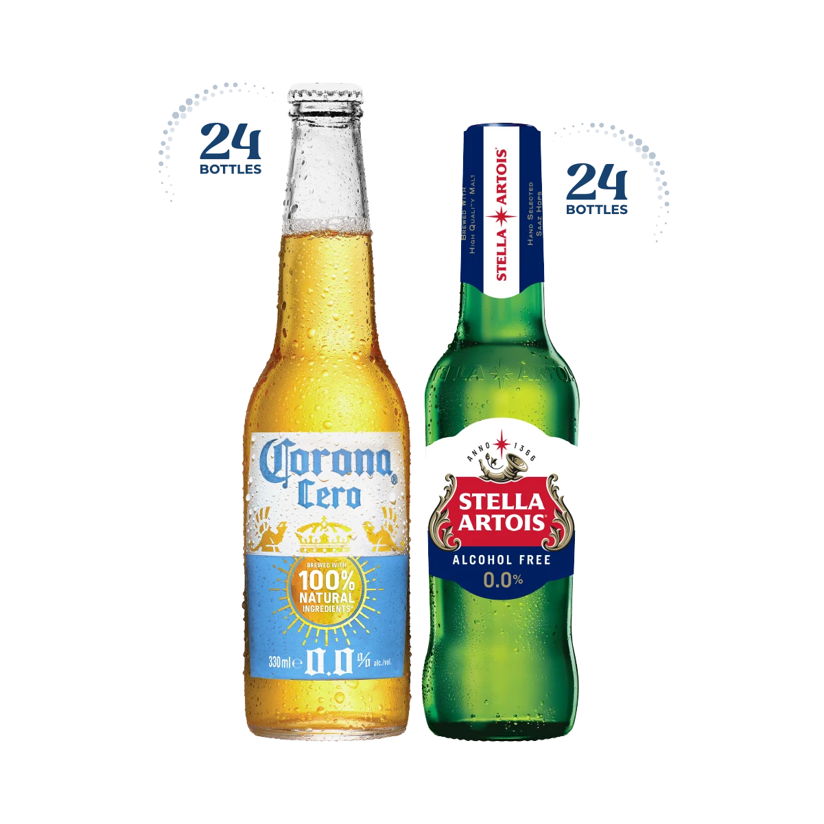 Corona Cero &amp; Stella Artois 0.0%, 48x330ml