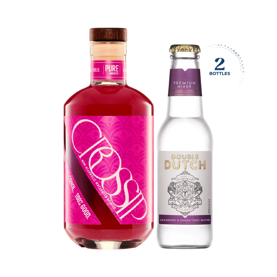 Crossip Non Alcoholic Pure Hibiscus &amp; Double Dutch Cranberry &amp; Ginger Tonic, Mixed Bundle