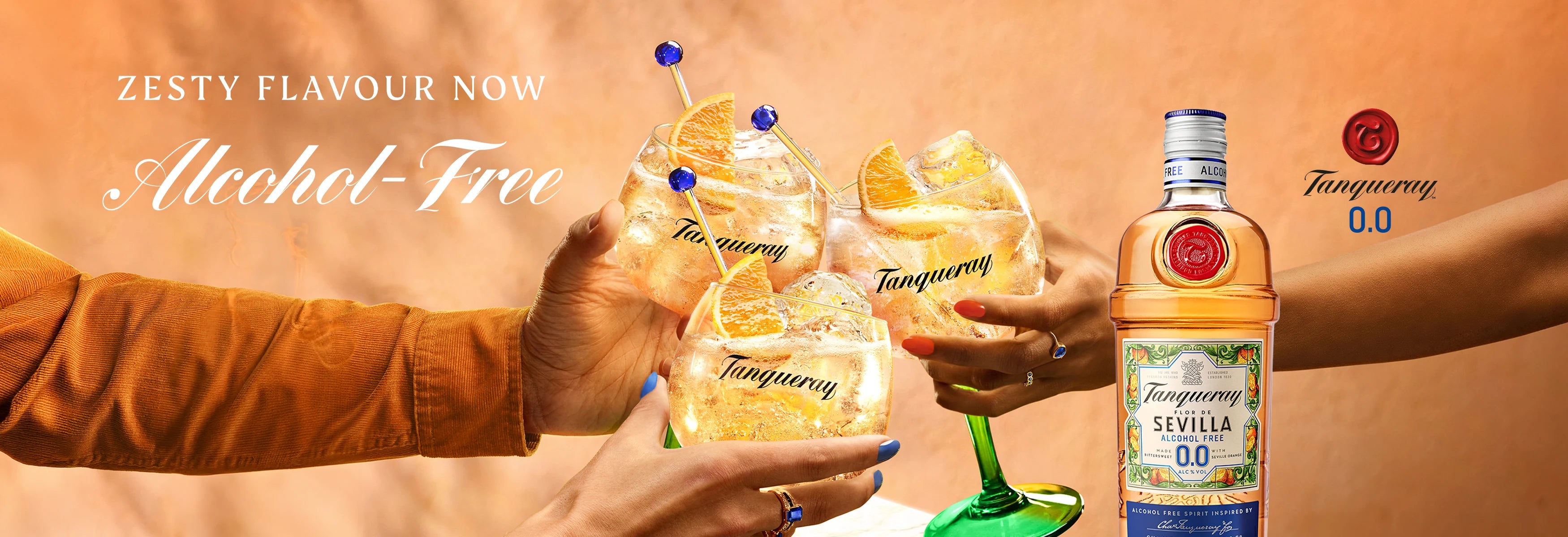 Tanqueray Sevilla 0% alcohol-free gin bottles 