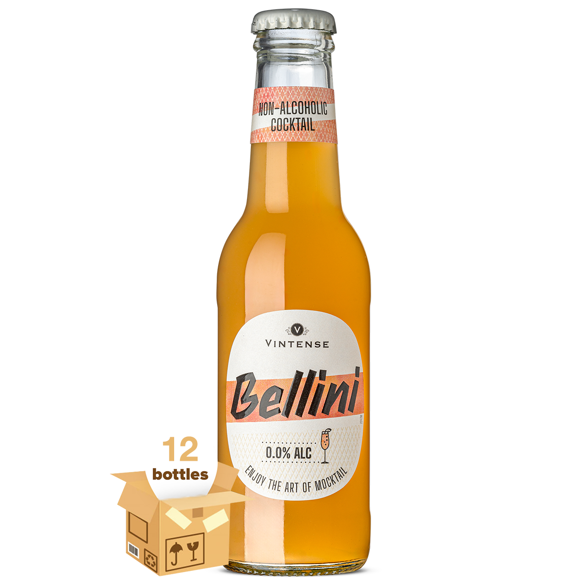 Vintense Bellini Non-Alcoholic Cocktail, Case 12x20cl