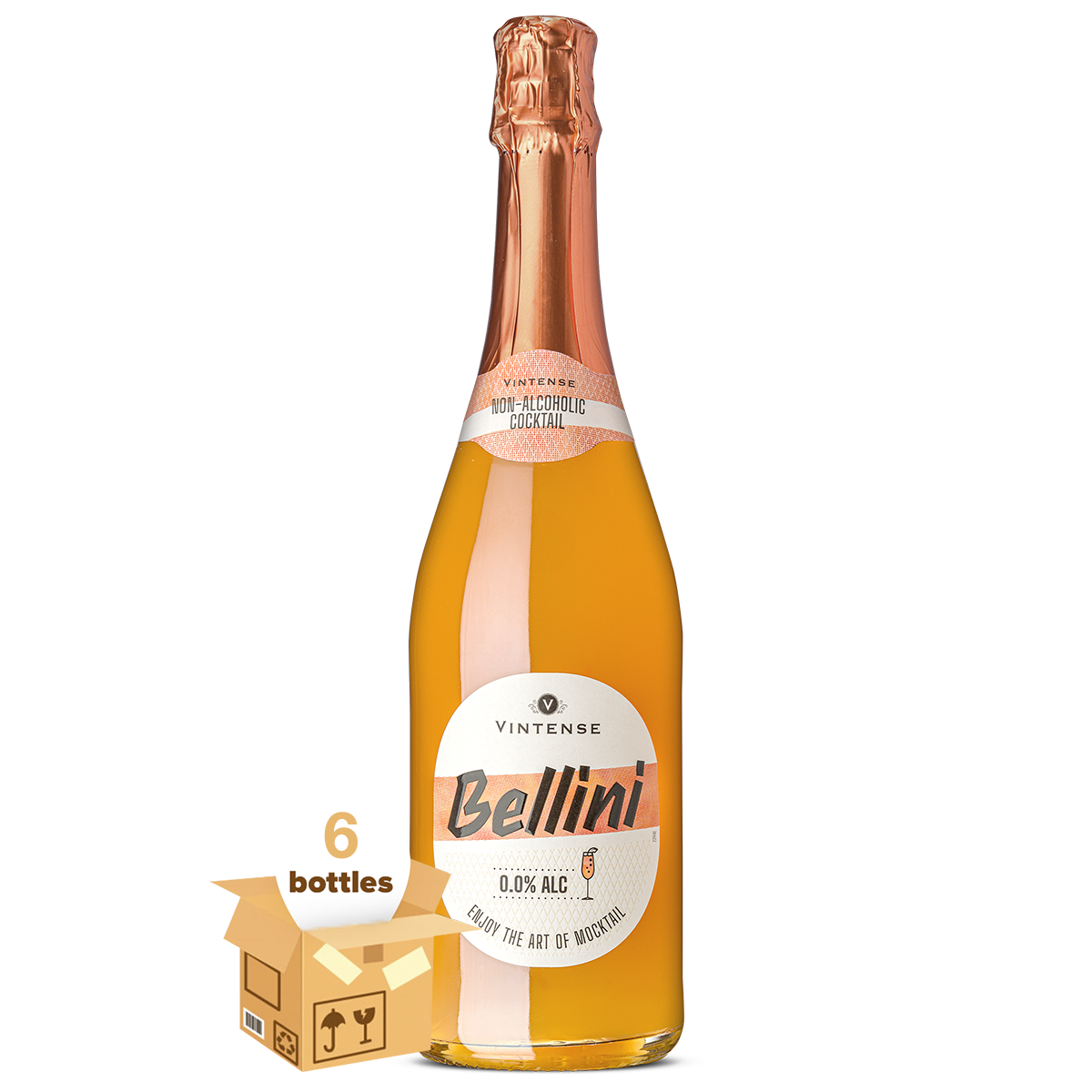 Vintense Bellini Non-Alcoholic Cocktail, Case 6x75cl