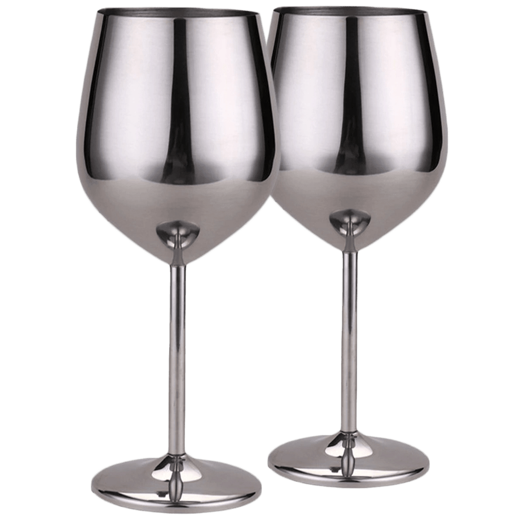 Metal Silver Wine Glass, set of 2