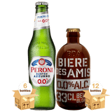 Peroni Nastro Azzurro 0.0% & Bière Des Amis 0.0%, 18x33cl