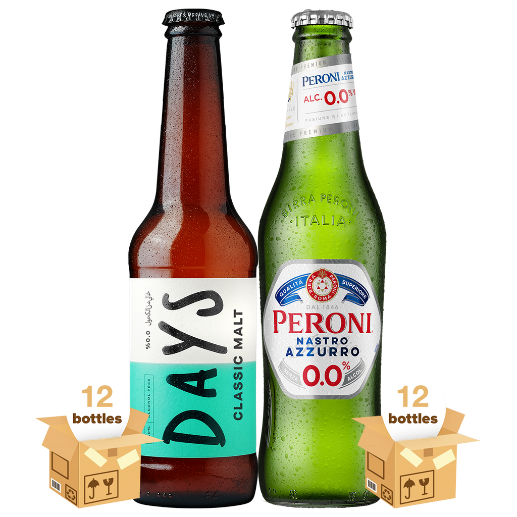 Peroni Nastro Azzurro 0.0 & Days Classic Malt 0.0%, 24x33cl