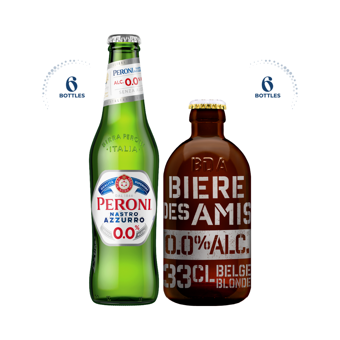 Peroni Nastro Azzurro 0.0% &amp; Bière Des Amis 0.0%, 12x330ml