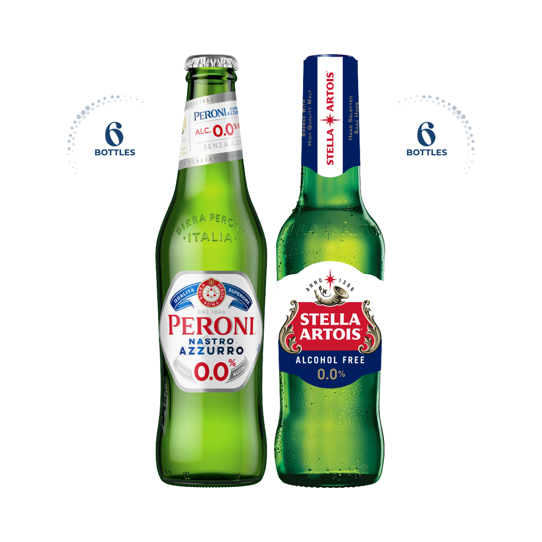 Peroni Nastro Azzurro 0.0% &amp; Stella Artois 0.0%, 12x330ml