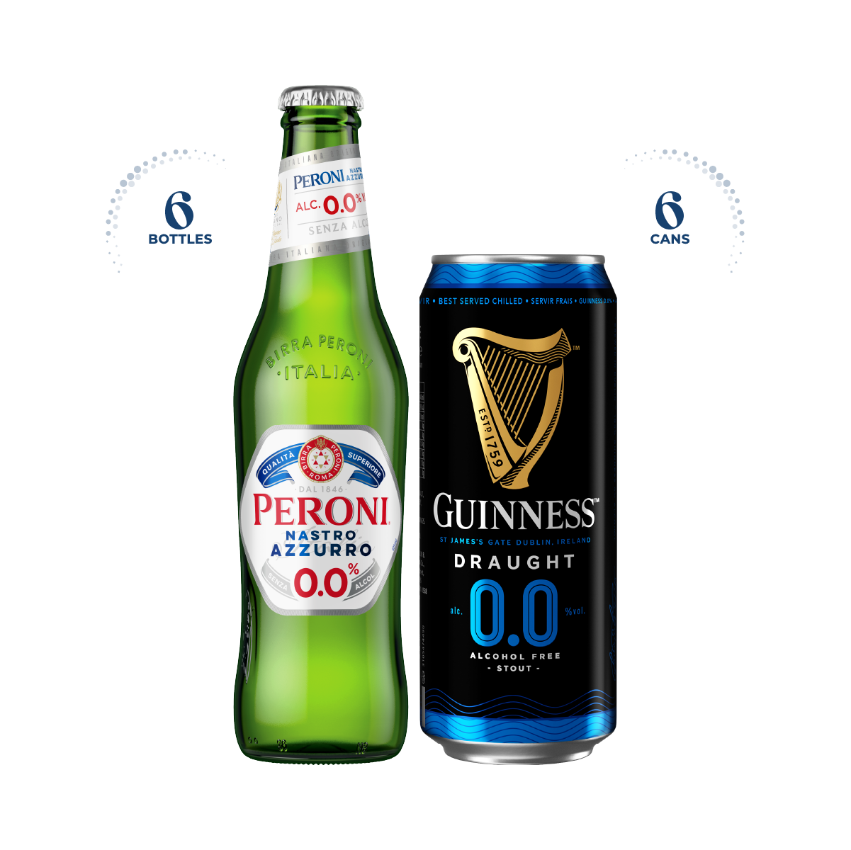 Peroni Nastro Azzurro 0.0% &amp; Guinness 0.0% Bundle