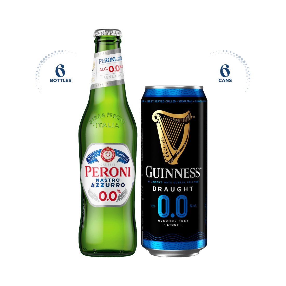 Peroni Nastro Azzurro 0.0% &amp; Guinness 0.0% Bundle
