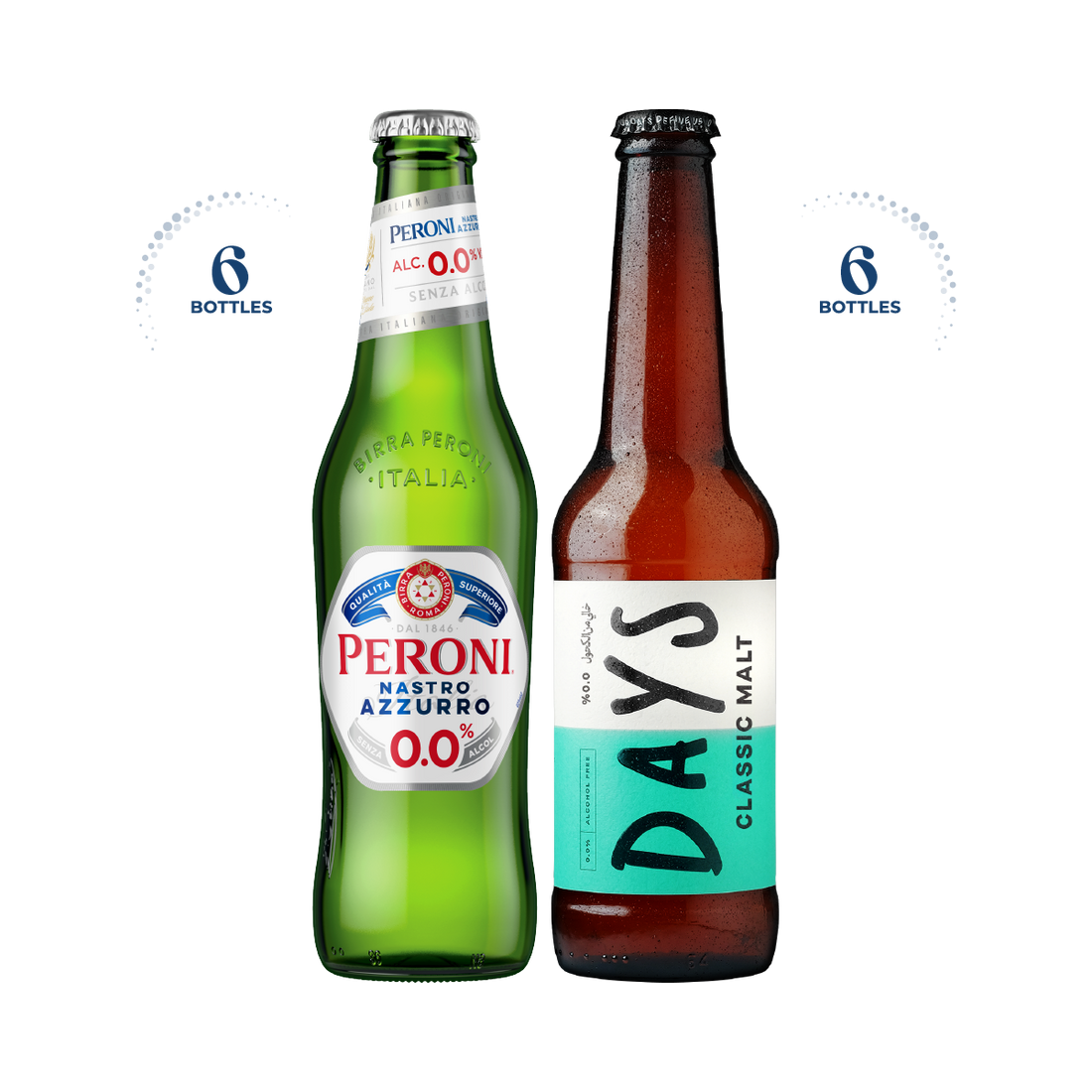 Peroni Nastro Azzurro 0.0% &amp; Days Classic Malt 0.0%, 12x330ml