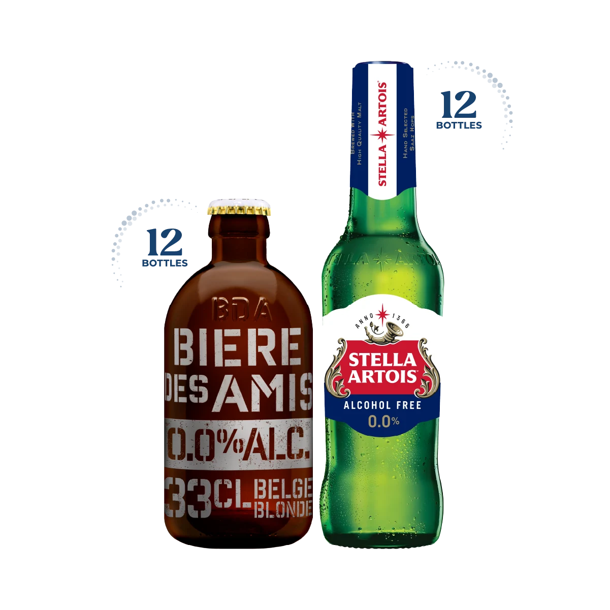 Stella Artois 0.0% &amp; Bière Des Amis 0.0%, 24x330ml