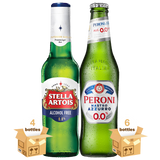 Peroni Nastro Azzurro 0.0% & Stella Artois 0.0%, 10x33cl