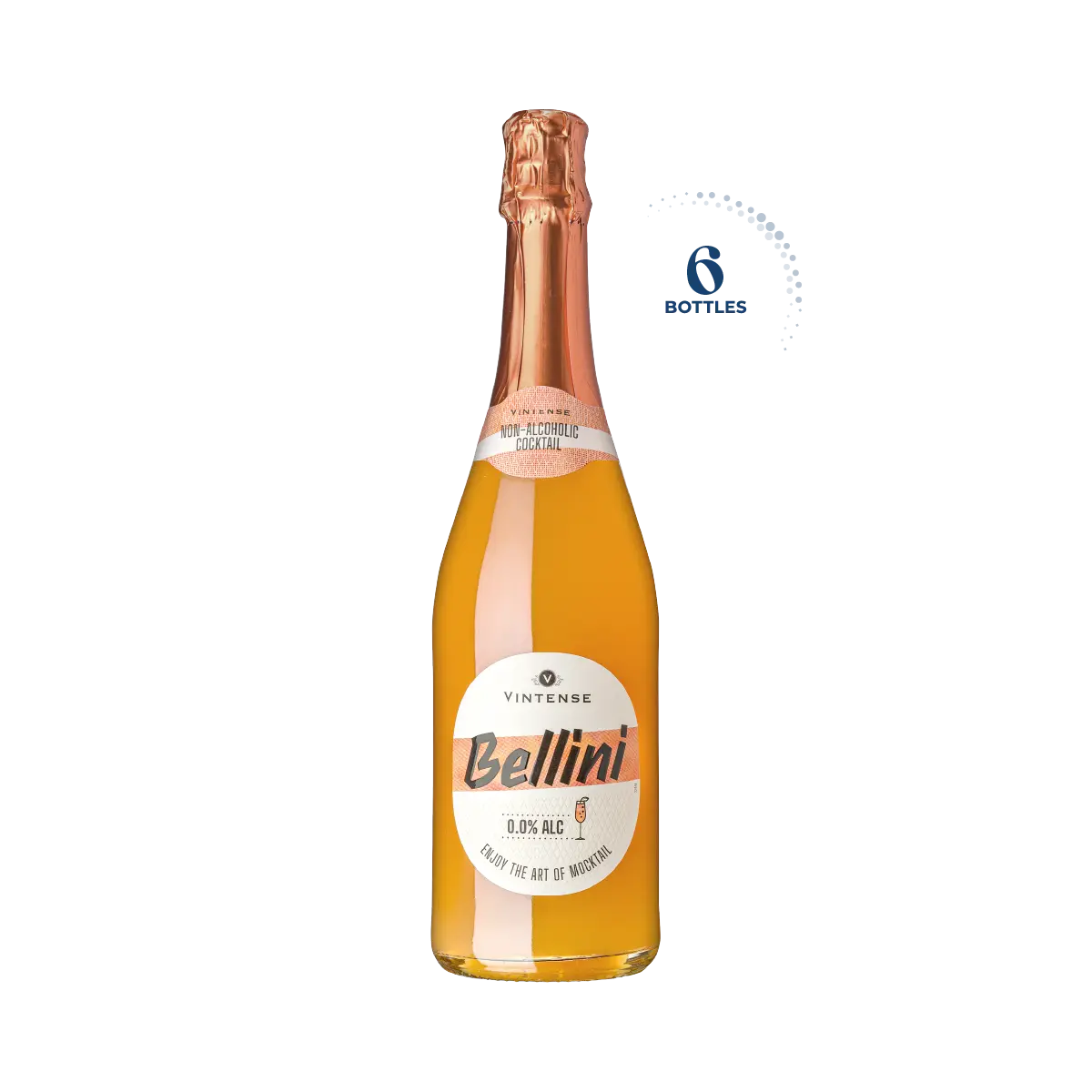 Vintense Bellini Non-Alcoholic Cocktail, Case 6x75cl