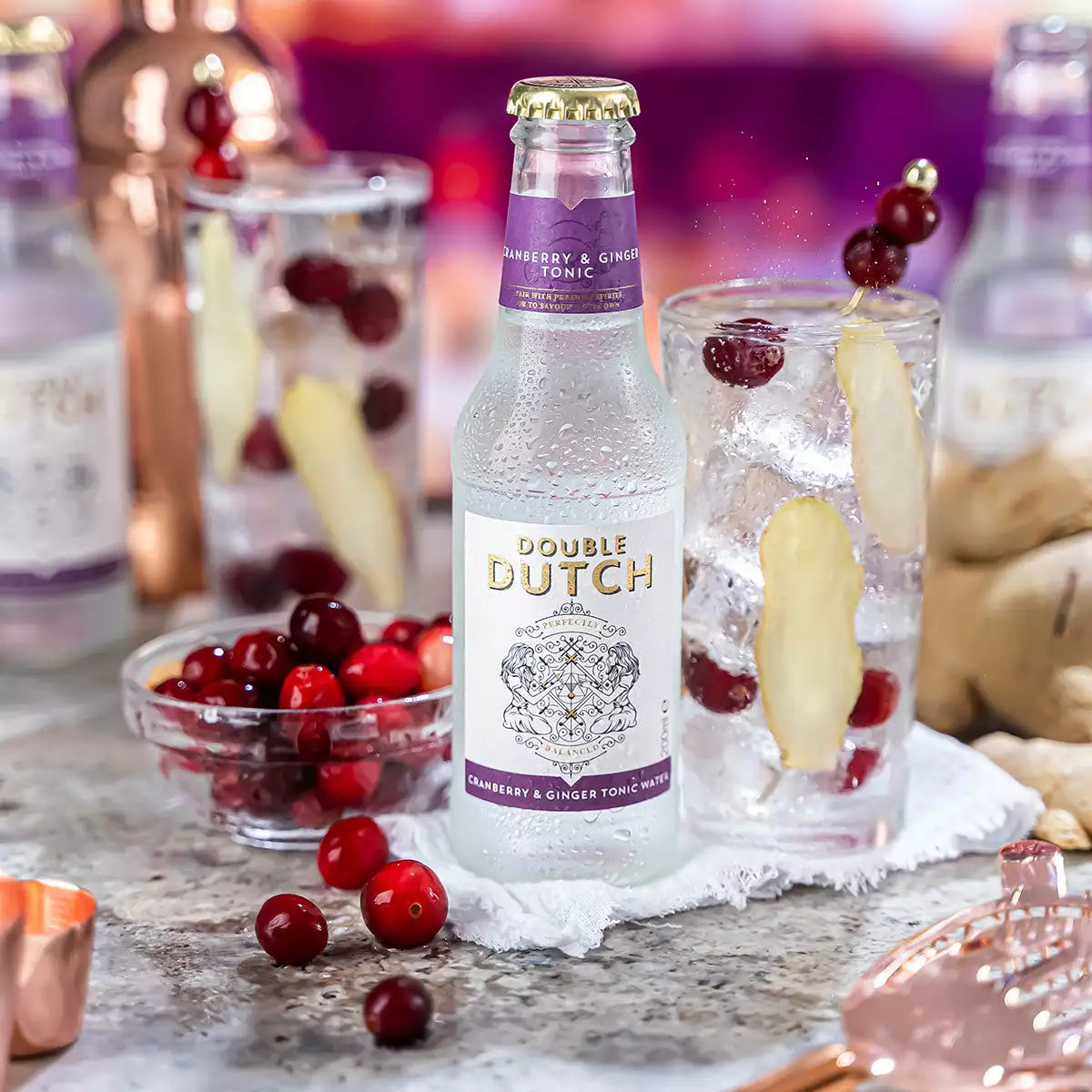 Crossip Non Alcoholic Pure Hibiscus &amp; Double Dutch Cranberry &amp; Ginger Tonic, 50cl/2x20cl