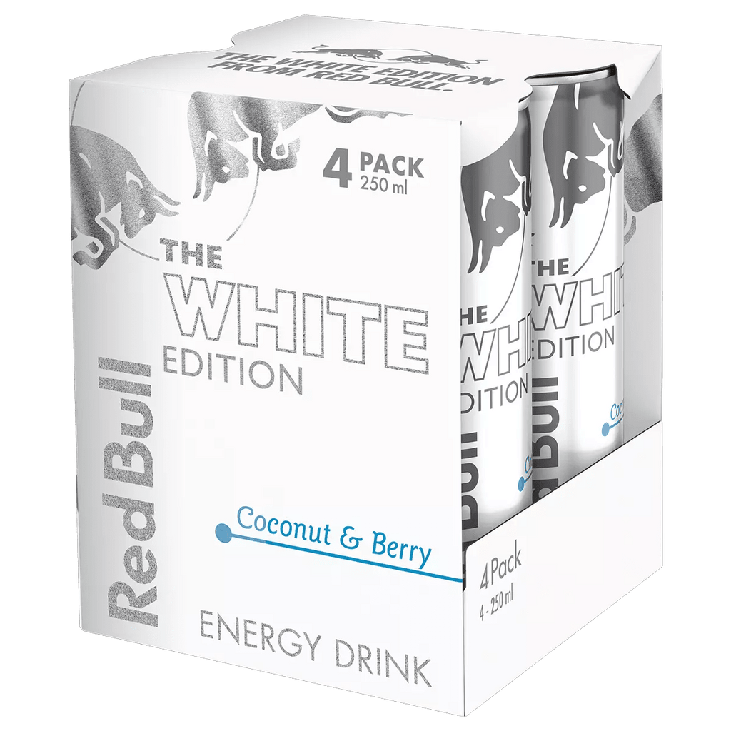 Red Bull Energy Drink, White Edition, Coconut and Berry, 250ml 4pack