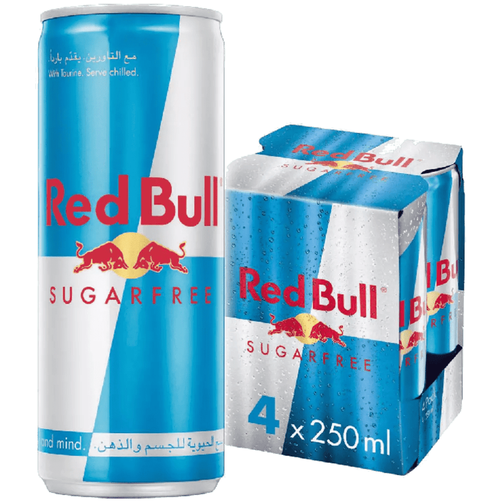 Red Bull Energy Drink, Sugar free, 250ml 4 pack