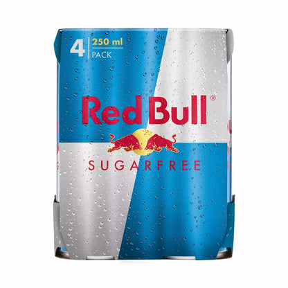 Red Bull Energy Drink, Sugar free, 250ml 4 pack